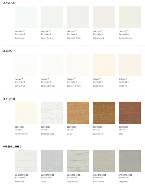 wood blinds color options