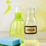 Spray bottle, sponge, and vinegar. Accent Verticals in Boring OR talks about how to keep your blinds clean.